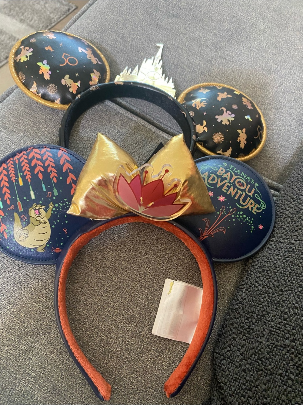 Kids' Blue & Gold Adventure Ear Headband with Lotus Accent